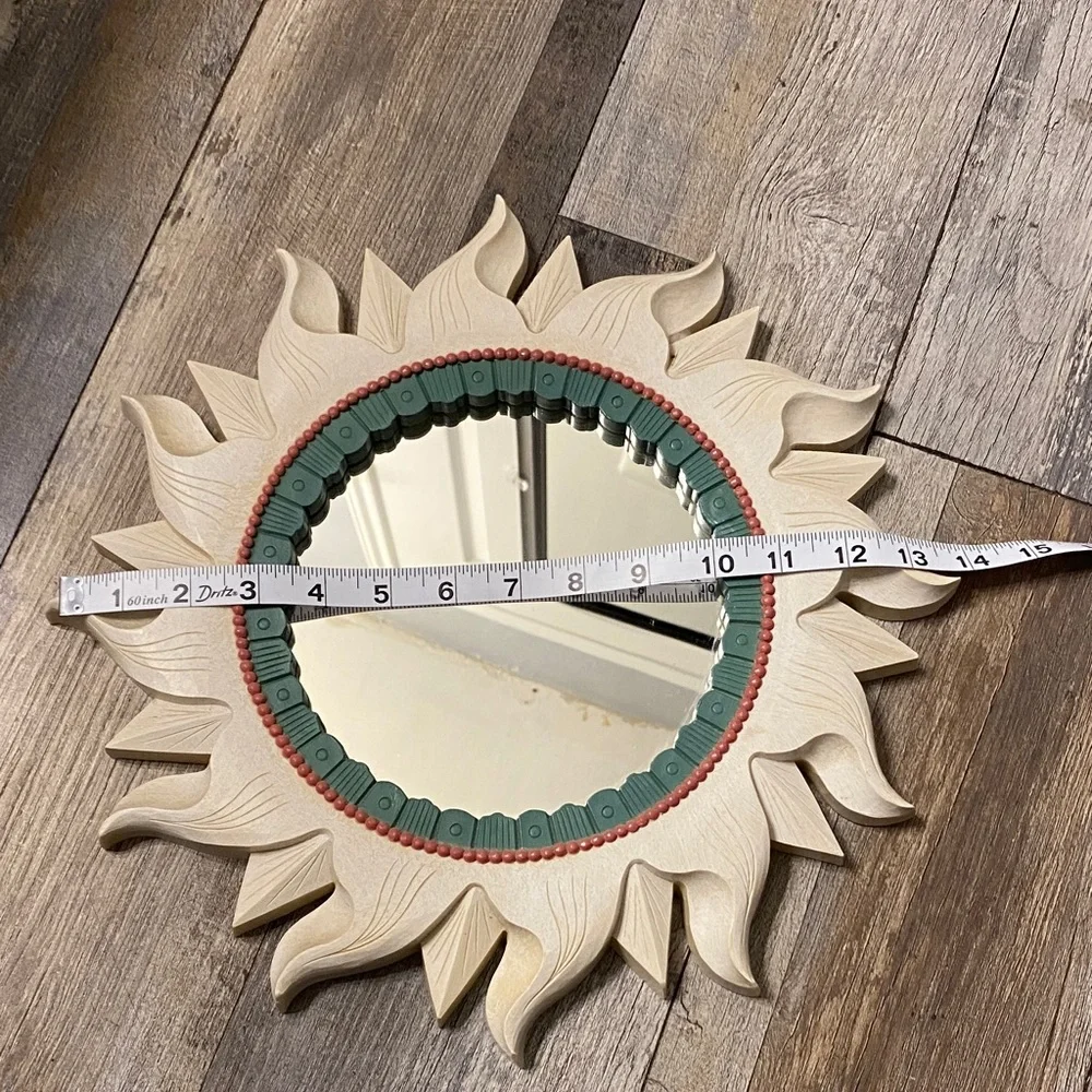 Vintage Home Interiors Cream and Green Decorative Mirror